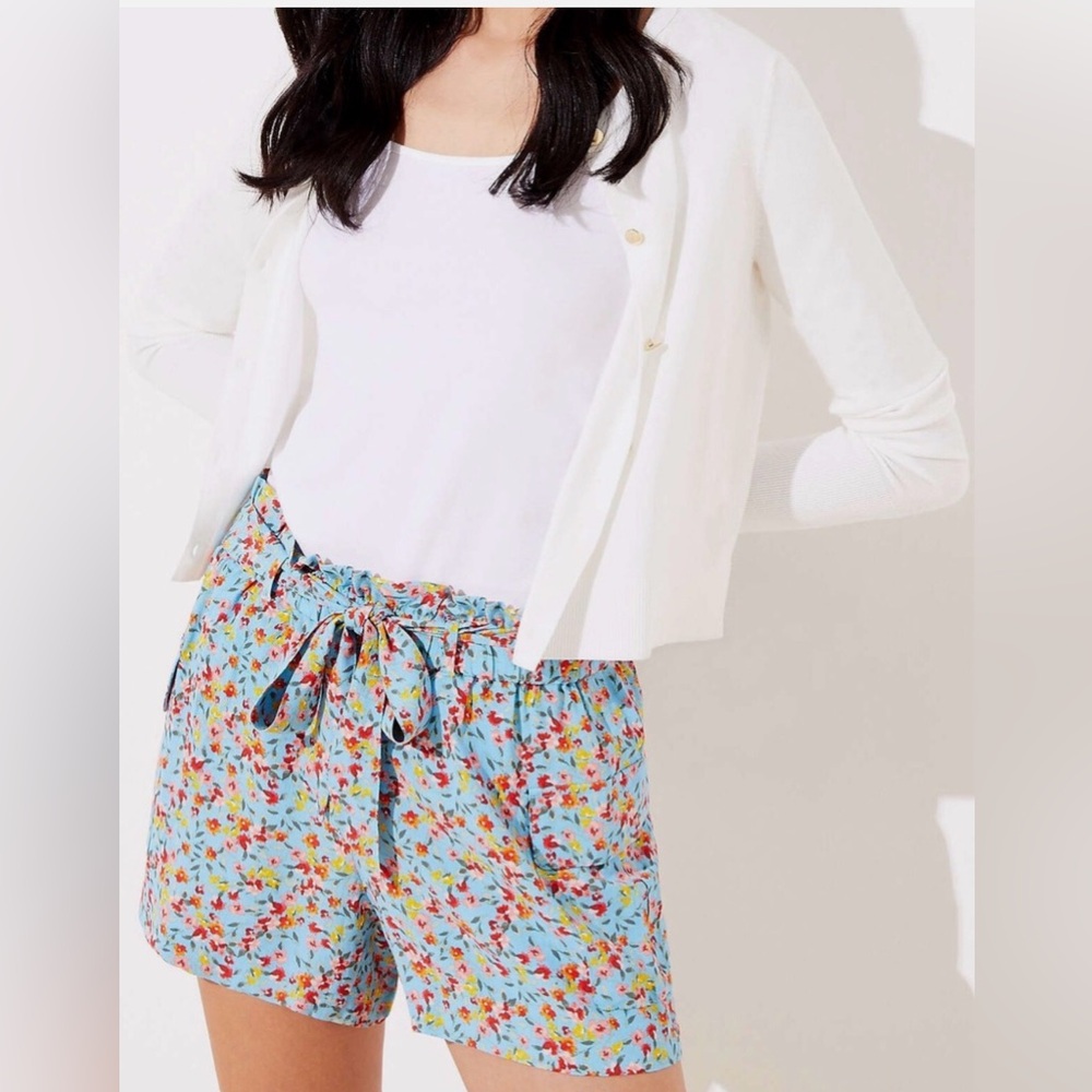 Ann Taylor LOFT Floral Tie Waist Cargo Shorts